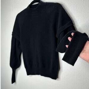 Jonathan Simkhai Black Mackenzie Mock Neck Cashmere Sweater S